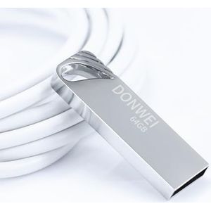 DONWEI USB-Stick 64 GB, Pen Drive, Metalen Geheugenstick, Flash Drive, Draagbaar, Compatibel Met Laptop, Auto En Andere Apparaten Met USB-Aansluiting