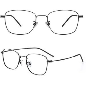 SKINCATE Klassieke Vierkante Leesbril Zuiver Titanium, Progressieve Multifocus Computerbril Zwart, Leesbril Voor Vrouwen Mannen, zwart, +1.0