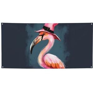 Halloween Flamingo Heks Hoed Print Decoraties Vlag Vakantie Party Vlag Banner Voor Outdoor Muur Met Metalgrommets Tuin Yard Thuis Vakantie Decoratie