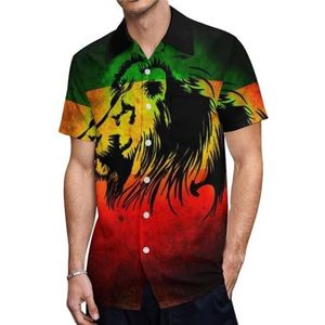 Rasta Lion Heren Shirts met korte mouwen Casual Button-down Tops T-shirts Hawaiiaanse strand T-shirts 4XL