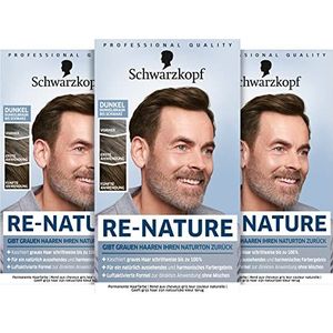 RE-NATURE Haarverf voor mannen, donker donkerbruin tot zwart, verpakking van 3 (3 x 145 ml)