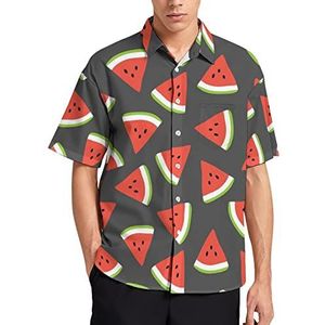 Rode Watermeloen Hawaiiaanse Shirt Voor Mannen Zomer Strand Casual Korte Mouw Button Down Shirts met Zak