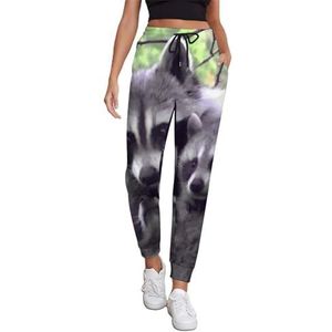 Sweet Raccoon Joggingbroek voor dames, hardloopbroek, vrijetijdsbroek, elastische taille, lang, met zakken