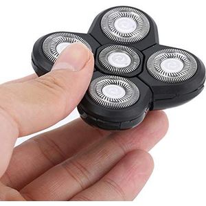 Vervanging van elektrisch scheerapparaat, baardscheerapparaat Roterende kop met 5 mesjes Dubbele ring mes Universele ergonomische ontwerpen voor mannen Kaal hoofd Roterend(Reserve 5 snijkop)