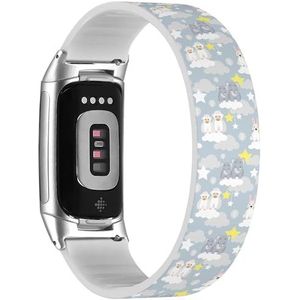 Solo Loop band compatibel met Fitbit Charge 5 / Fitbit Charge 6 (schattig dier kind) rekbare siliconen band band accessoire