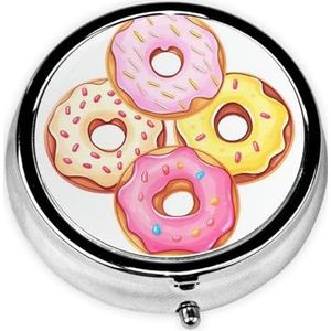 Ronde pillenetui voor portemonnee of zak 2 compartimenten medicijnpillendoos draagbare kleine pillenorganizer schattige donuts pillendoos reisgeneeskunde vitamine kabeljauw leverolie opbergdoos