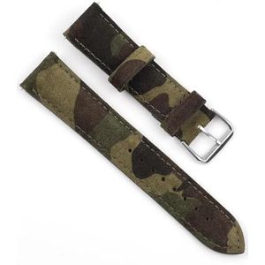 Jeniko Suède Horlogeband Camouflage Sport Horloge Band 18mm 20mm 22mm 24mm For Vervangen Armband Accessoires (Color : Camouflage green, Size : 20mm)