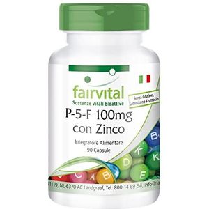 Fairvital | Pyridoxal-5-fosfaat (phosphate) 100mg - P-5-P met zink - actieve vitamine B6 - HOOG GEDOSEERD & VEGAN - 90 capsules
