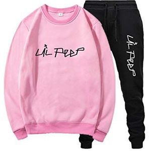 lil peep sweater 2-delige outfits dames casual trui + sportbroek paars sweatshirt met ronde hals Roze L