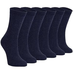 6 Multipack effen schoolsokken voor kinderen, jongens en meisjes, 3 maten, katoenrijke sokken, Blauw, 3-6 Years