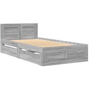 vidaXL Bedframe met hoofdeinde bewerkt hout grijs sonoma 100x200 cm