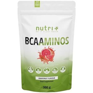 BCAA Poeder Grapefruit - Aminozuurcomplex Hoge Dosis - BCAAminos Instant Poeder veganistisch - Aminozuurpoeder - 2:1:1 L-Leucine L-Isoleucine L-Valine 300g - Aminozuurcomplex