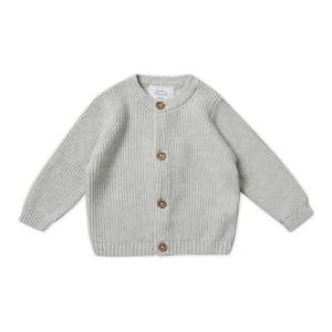 Stellou & friends Cardigan-gebreide jas voor meisjes en jongens met knopen in houtlook | hoogwaardige babykleding van 100% katoen - IV V, lichtgrijs gem., 98/104 cm