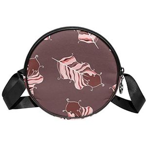 Messenger Bag Plumelet Etnische Elegante Hippie Crossbody Tas voor Vrouwen Rond, Meerkleurig, 6.7x6.7x2.3 in, Sling Rugzakken