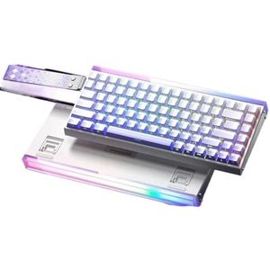QPSJXN Hero 84HE Mechanisch Toetsenbord Magnetische Schakelaar 8K 0.01mm RT Swap Hot Swap Fiber RGB Accessoires Bedrade Kantelbaar (Wit-Paars -Side)