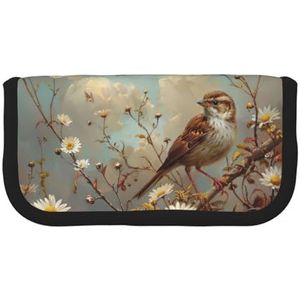 gopoo Daisy Bird Tree Leuke Canvas Potlood Pouch - Georganiseerde Opslag voor Reizen & Dagelijks Gebruik Etui, Make-up Pouch