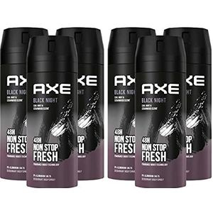 AXE Deo deospray bodyspray Black Night zonder aluminiumzouten, pak van 6 mannendeo in set heren en heren (6 x 150 ml)