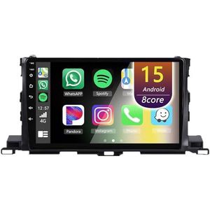 Android Radio voor Toyota Highlander 2015-2018, 9 inch Touchscreen Autoradio met Wireless CarPlay Android Auto Bluetooth WIFI(8Core(2+32GB))