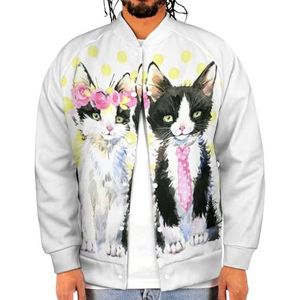 Aquarel Leuke Liefhebbers Katten Grappige Mannen Baseball Jacket Gedrukt Jas Zachte Sweatshirt Voor Lente Herfst