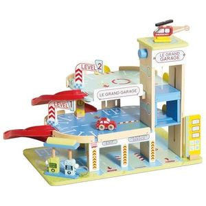 Le Toy Van - Iconic Wooden 3 Storey Le Grand Garage Toy Car Play Set - Set 7 Pieces, Play Vehicle Role Play Toys - Suitable For 3 Year Old +