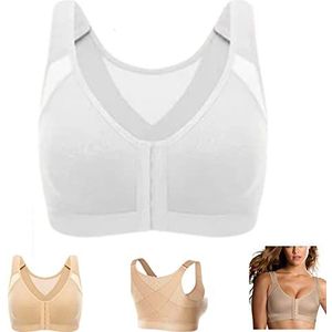 Dfcdcoo Helenbra, Helenbra BH's, voorsluiting houding, draadloze rugsteun, volledige dekking beha (wit, L)