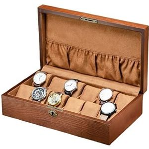 Horloge Doos Horlogedoos Vintage Houten Horlogedisplay Opbergdoos Massief Houten Horlogedoos Opbergarmband Ketting Horlogedozen (Color : A)