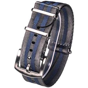 Horlogebandjes voor mannen en vrouwen, horlogeband 18mm/20mm/22mm/24mm Horlogeband Nylon Horlogeband Huidvriendelijke Horlogeband vervanging Khaqi (Color : Grey Blue (Silver), Size : 18mm)