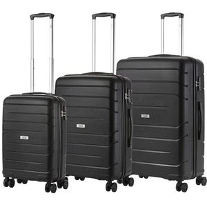 TravelZ Big Bars Kofferset 3-delig - Harde Koffers met TSA-slot - Zwart