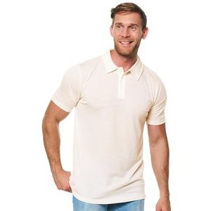 Merino.tech Poloshirt voor heren van merinowol, korte mouwen, 100% merinowol, Creamy poloshirt, XL