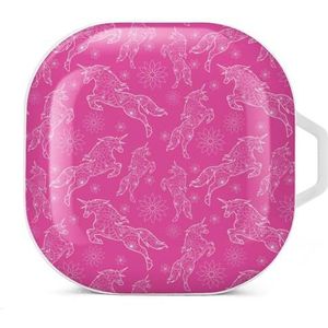 Patroon met Eenhoorns Oordopjes Hoesje Compatibel met Samsung Hard Shell Beschermhoes Wit-Stijl