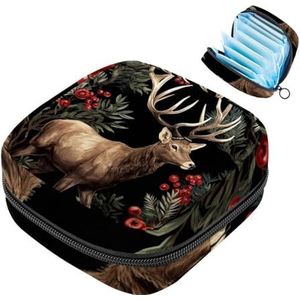 MUOOUM Kerst Bos Elanden Maandverband Opbergtas Draagbare Menstruatie Tas Voor Vrouwen Tiener Meisjes Menstruatie Cup Pouch Nursing Pad Houder