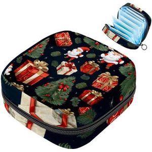 MUOOUM Merry Christmas Patroon Maandverband Opbergtas Menstruatie Pad Tas Draagbare Menstruatie Cup Pouch met Rits voor Tiener Meisjes Vrouwen Dames