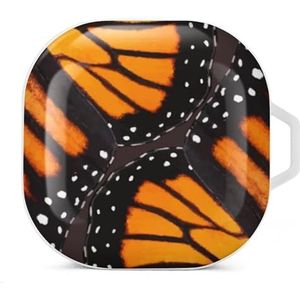 Oranje Monarch Butterfly Wings Oortelefoon Hoesje Compatibel met Galaxy Buds/Buds Pro Schokbestendig Hoofdtelefoon Case Cover Wit-Stijl