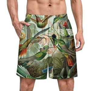 Hummingbird Pattern4 Grappige pyjama shorts voor mannen pyjamabroek heren nachtkleding met zakken zacht
