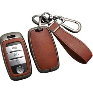 Autosleutel beschermhoes Legering Lederen Auto Afstandsbediening Smart Key Case Cover Voor Rio Voor Rio5 Voor Sportage Voor Ceed Voor Cerato K3 KX3 K4 K5 Sleutel Shell(Brown set)