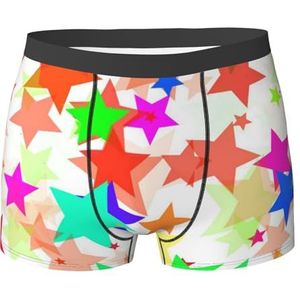 ZJYAGZX Kleurrijke Sterren Print Heren Boxer Slips Trunks Ondergoed Vochtafvoerend Heren Ondergoed Ademend, Zwart, S