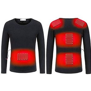 Stecto Verwarmd thermo-ondergoed voor vrouwen en mannen, verstelbare top met lange mouwen, wasbaar USB-geïsoleerd elektrisch verwarmingsondergoed voor hardlopen, skiën, fietsen, 2XL, XXL
