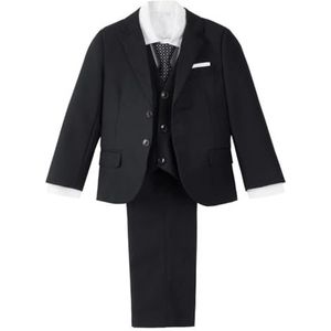 Lito Angels Kleine kinderen jongens smoking pakken, slim fit blazers formele kleding bruiloft outfit 5-delige set, blauw/marineblauw/zwart, Zwart, 2-3 jaar