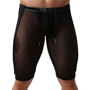 Brave Person Heren doorzichtig functioneel ondergoed stringbody sport onderbroek sportbroek, zwart, XL