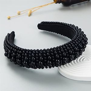 Full Crystal Pearl Barokke Haarband Gewatteerde Strass Prinses Hoofdband Voor Hoofdtooi Verjaardag Haar Sieraden AY17-Zwart