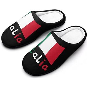 Italiaanse Vlag Katoenen Slippers Voor Vrouwen Warme Anti-Slip Rubber Zool Huisschoenen Voor Indoor Hotel 9-10 (40-41)