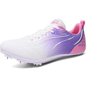 ZHENSI Atletiekschoenen Heren Dames Kinderen Spikes Sneakers Mesh Comfortabele Springen Race Hardloopschoenen,Purper,34 EU