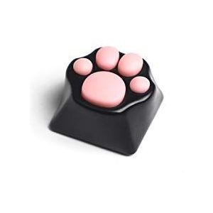 Metalen Keycap Kat Klauw Kat Palm Nieuwigheid Keycaps voor Cherry MX Mechanisch Toetsenbord (Zwarte Basis Roze Klauw)