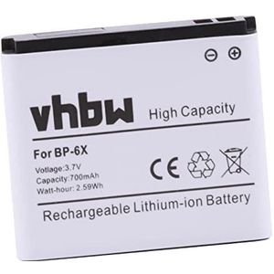 vhbw Li-Ion batterij 700mAh (3,7V) compatibel met mobiele telefoon, smartphone, Nokia 8800 Sirocco vervanging voor BP-6x.
