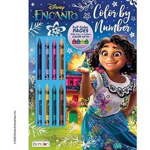 Disney Encanto 32 Page Color by Number Coloring and Activity Book with 8 Crayons Paperback 51726 Bendon