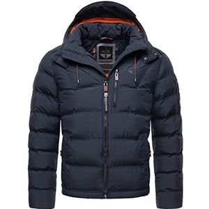STONE HARBOUR Arvidoo Warme winterjas voor heren, gewatteerde jas met capuchon, S-3XL, Donkerblauw, L