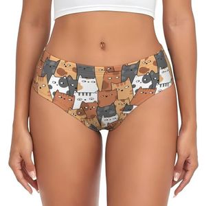 POCUK Orange Cats Damesslips, comfortabel en veelzijdig ondergoed voor dagelijks gebruik, Zwart, 3XL