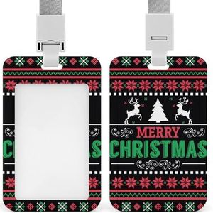 Merry Christmas Design Badge Houders met Lanyards ID Kaarthouder Verticale Kaartbeschermer voor Werk Zakelijk Kantoor