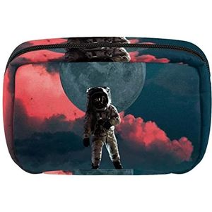 Cosmetische Tassen Voor Vrouwen Kleine Make-up Tas Reizen Toilettas Pouch Organizer Rits Astronaut Maan Ruimte Nasa Planeet Ster, Meerkleurig, 17.5x7x10.5cm/6.9x4.1x2.8in