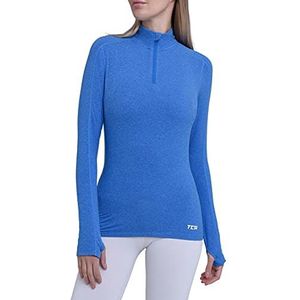 TCA Dames Fusion Sneldrogende Lange Mouw Half-Zip Hardloop Top - Blauw, M